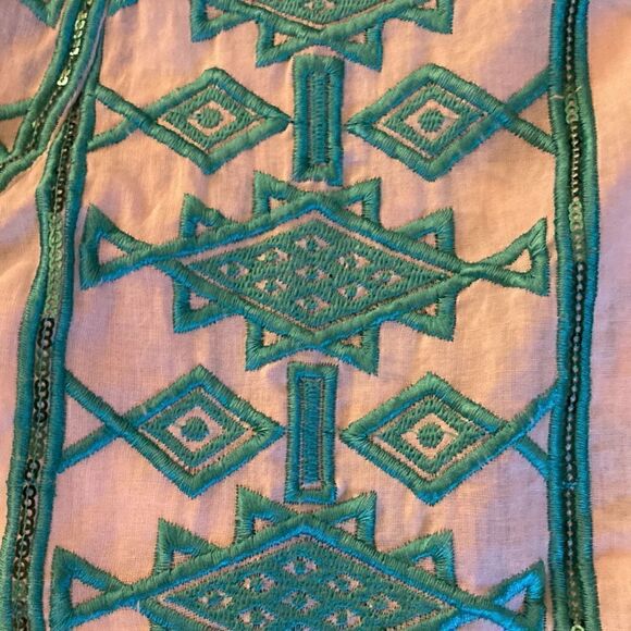 Taj by Sabrina Crippa Dress/Coverup with Turquoise embroidery and sequins. Sz SM - Picture 4 of 5